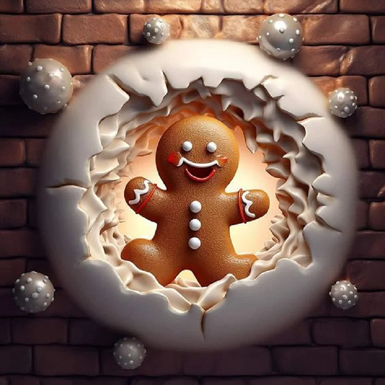 Full Round Diamond Painting - Christmas Gingerbread Man 40*40CM
