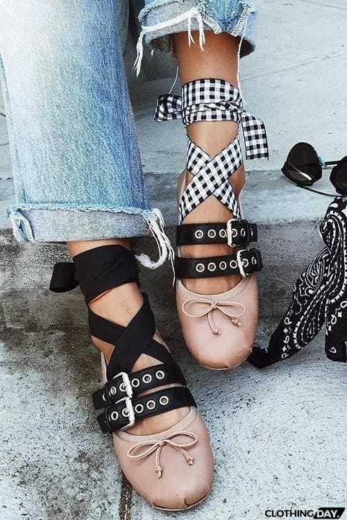 Buckle Lace Up Flat