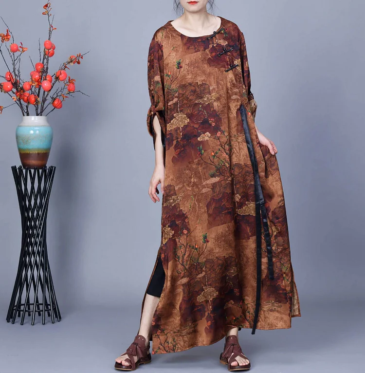 Ethnic Style Dyed Mid-sleeve Dress