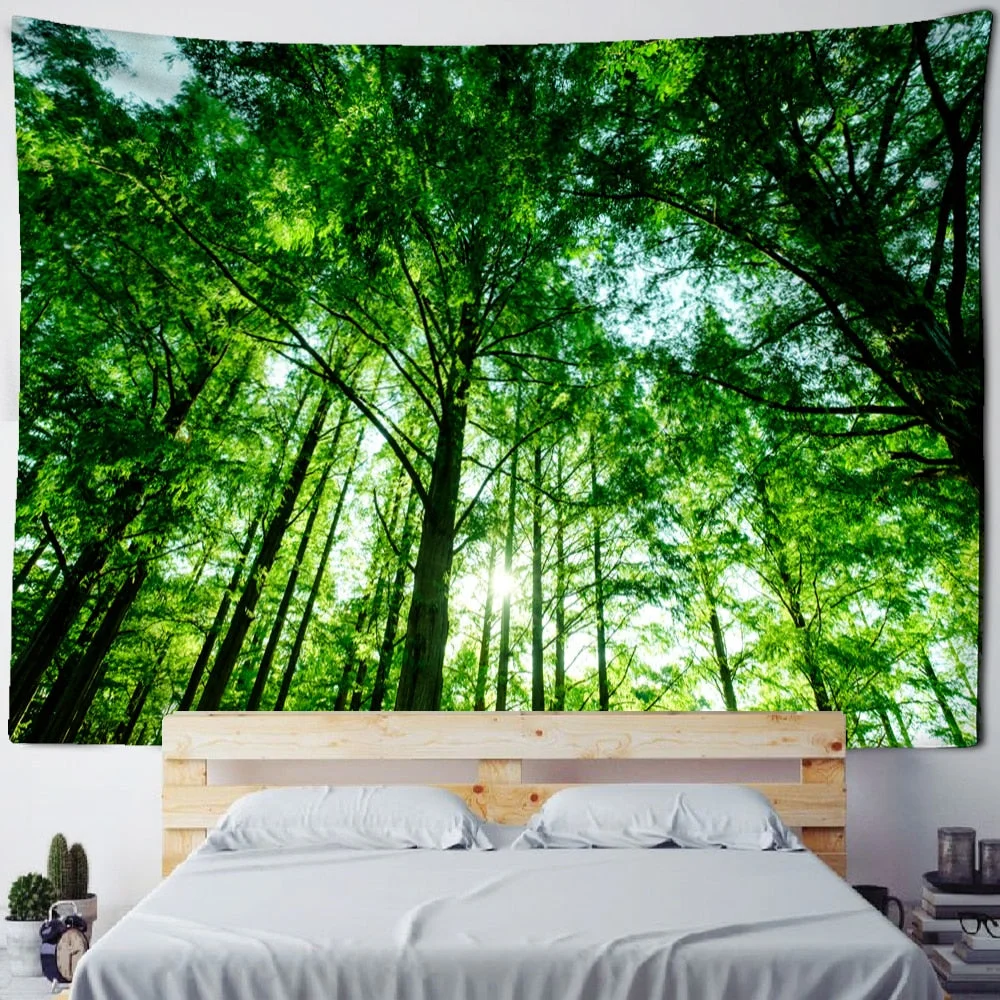 Beautiful Natural Forest Large Tapestry Wall Hanging Scenery Bohemian Mandala Art Living Room Background Home Decor