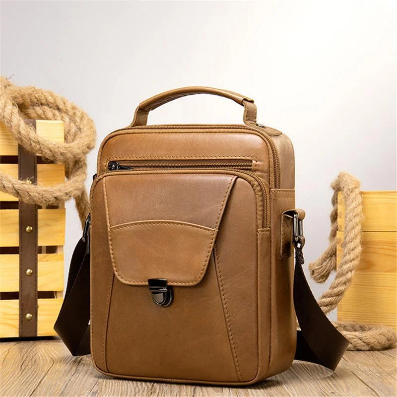 Organizational Layout Top-Handled Genuine Leather Adjustable Strap Sling Bag