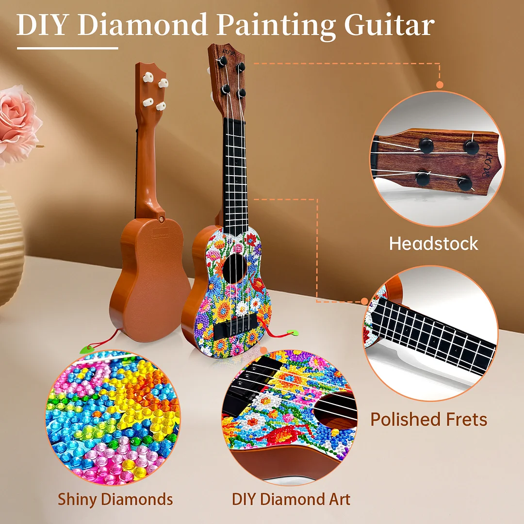 DIY Wooden Guitar Diamond Art Ornament Unique Gifts for Musicians (Garden)
