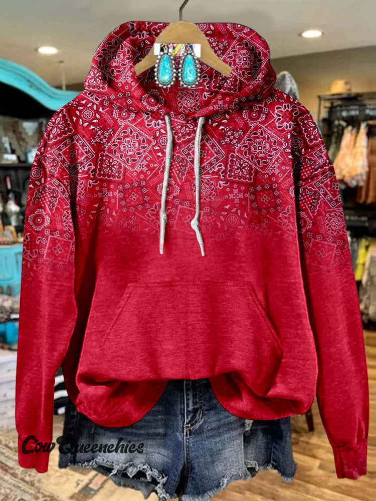 Paisley Casual Hoodie Sweatshirt Multicolor / S