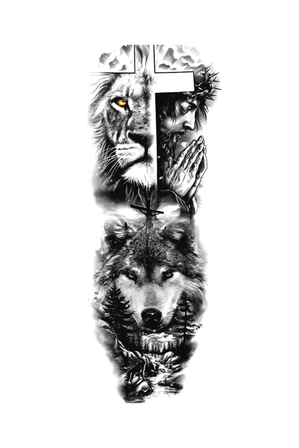  Temporary Tattoos Skeleton Hand For Men Women Horrer Adult Wolf Tiger Full Skull Totem Tatto Body Arm Legs Tattoos 921-1