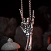 Retro Skull Metal Gesture Pendant Necklace Men's Rock