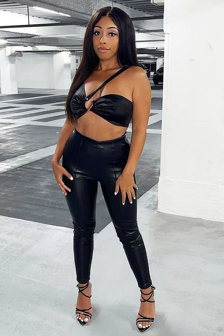 Black Satin Cross Body Bralette Katch Me