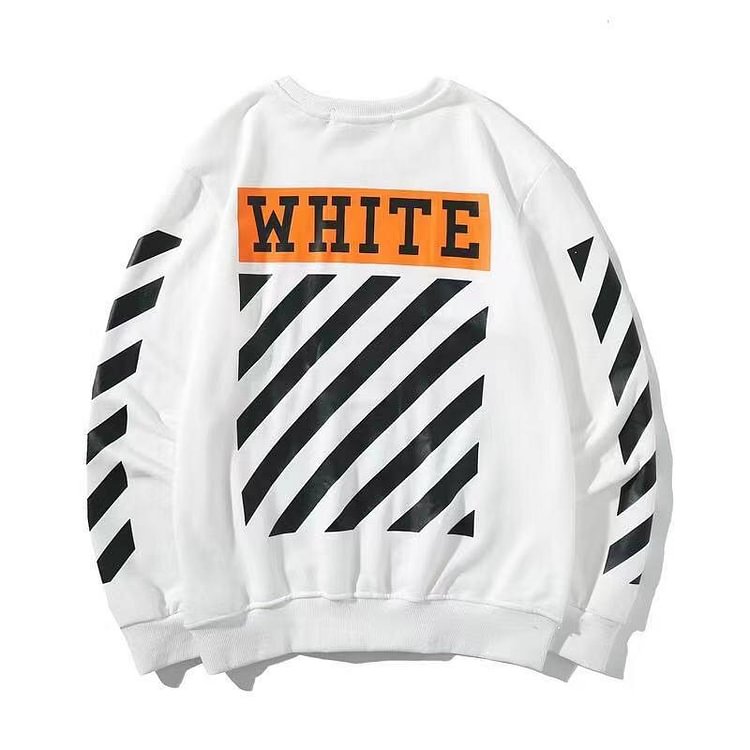 Off White Long Sleeve Round Neck Neck Fleece Sweatshirts Autumn and Winter Pullover and Fleece Sweater