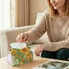 (24cm)Sunflower Butterfly 24cm DIY Diamond Painting Rhinestones Decorative Tissue Box Reusable Crystal Mosaic PU Tissue Holder for Home Car Desk Decoration Craft