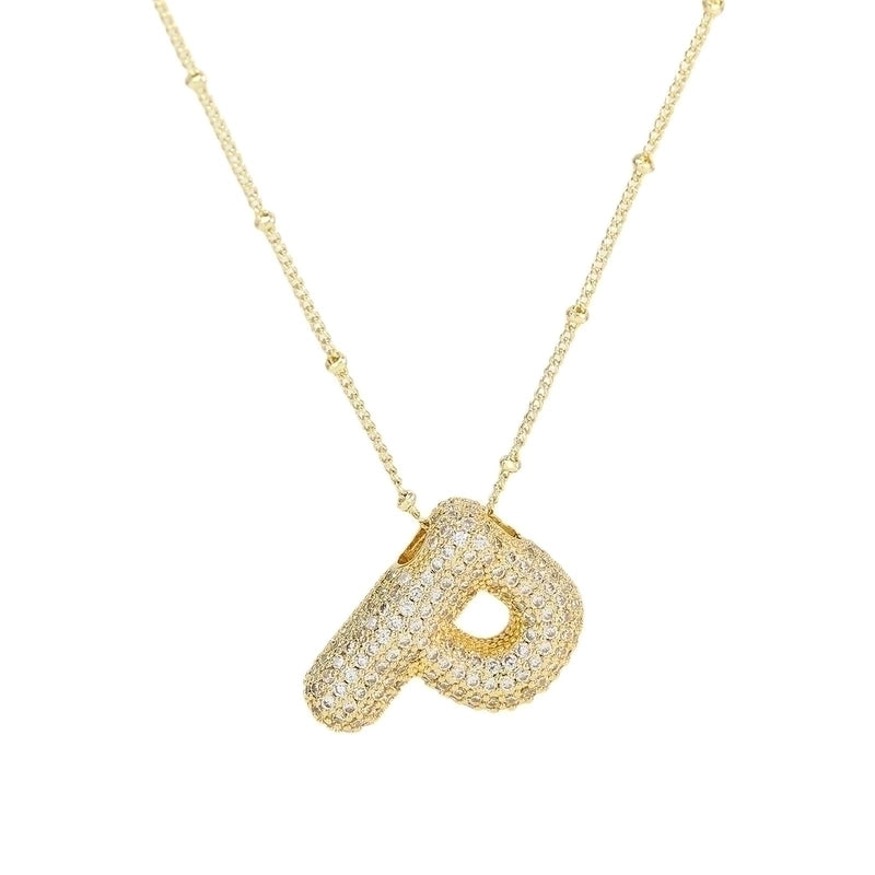 Casual Minimalist Letter Brass Plating Zircon Pendant Necklace 1 Piece