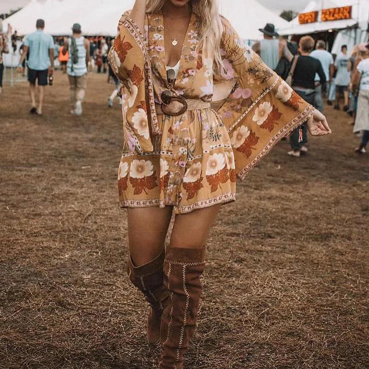 Women's Boho Music Festival Mini Dress