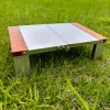 Outdoor portable stainless steel folding table anti-fingerprint pattern picnic camping beech BC style single solo table
