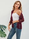 Elegant Floral Lace Cardigan - 3/4 Sleeve, Sheer, Open Front Design - Versatile for Casual or Evening Wear, Women's Fashion Top