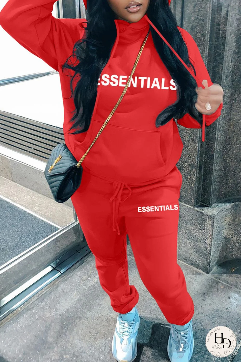 White Casual Print Patchwork Hooded Collar Long Sleeve Two Pieces