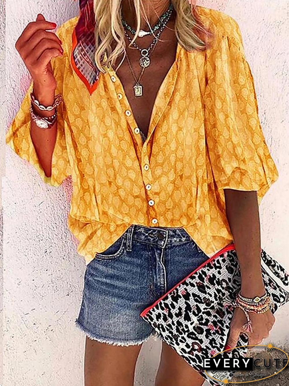 Women's Blouse Shirt Solid Colored Long Sleeve Shirt Collar Tops Basic Basic Top Blue Red Yellow-819