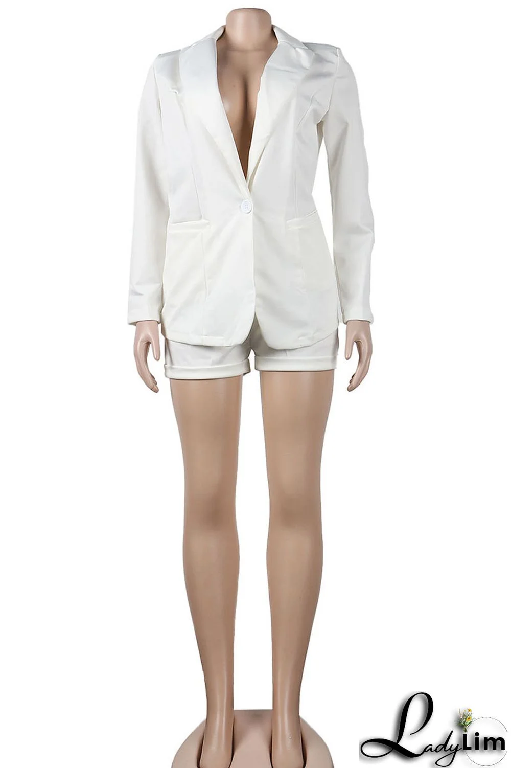 Green Casual Solid Patchwork Turn-back Collar Long Sleeve Two Pieces