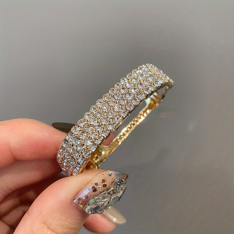 Copper Inlaid Rhinestone Back Head Temperament Clip All-match Ponytail Button Hair Accessories Hair Clip Spring Clip