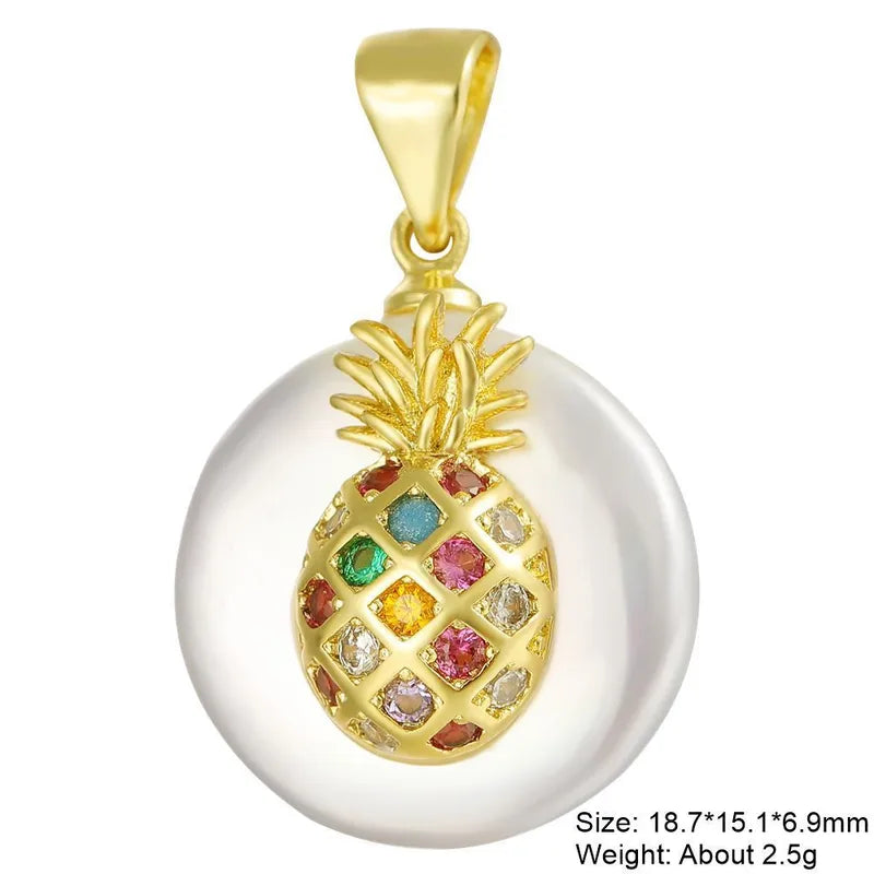 1 Piece 15.3*19.2mm Copper Zircon Heart Shape Eye Crab Pendant Jewelry Accessories