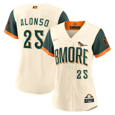 Women's Baltimore Orioles #25 Pete Alonso Nike Natural 2026 City Connect Stadium Jersey DG57