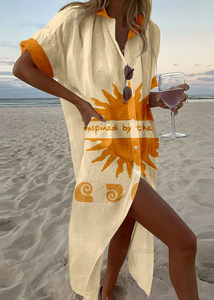 Sun Printed Shirt Dress