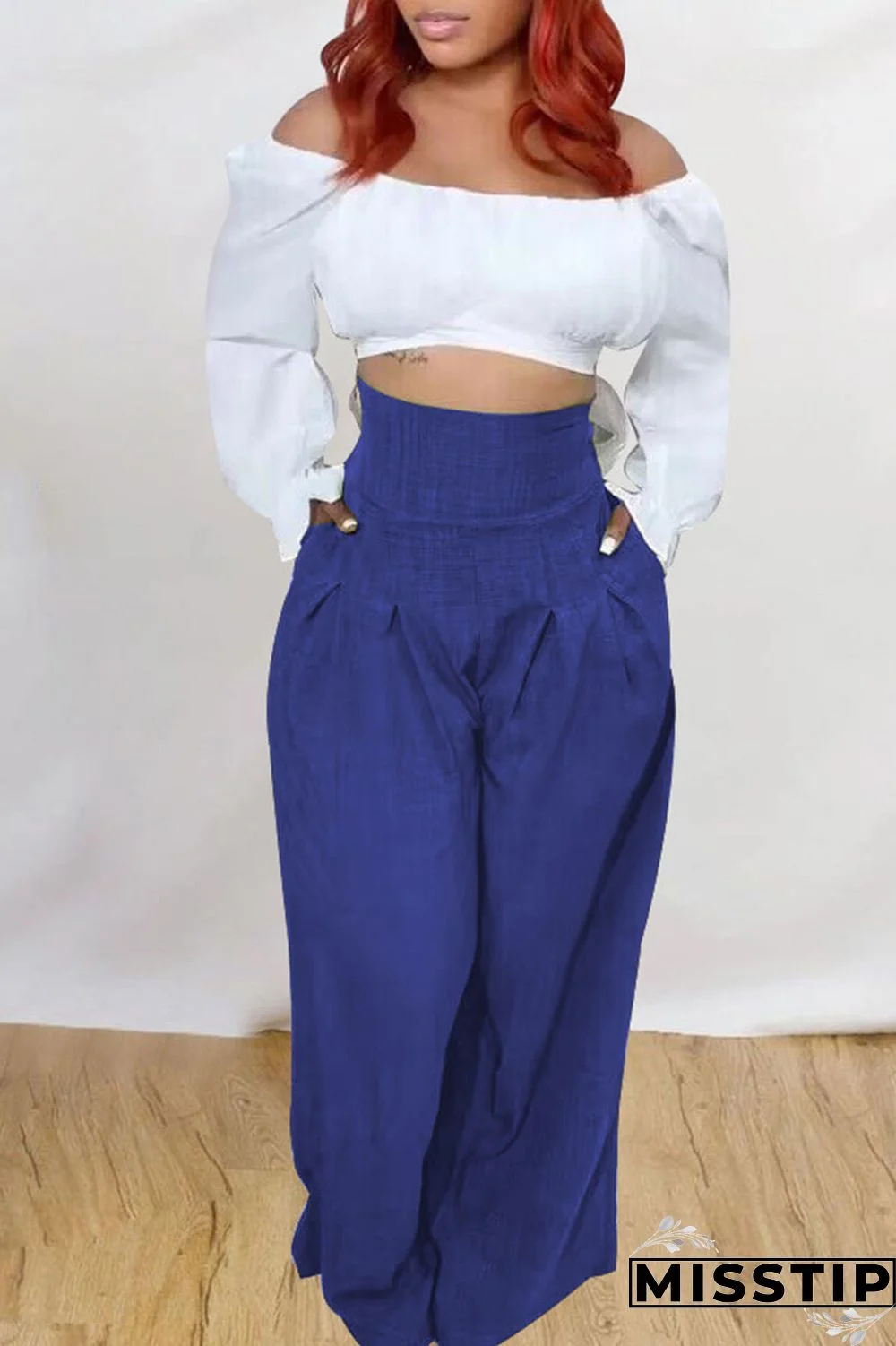 Black Casual Solid Patchwork High Waist Straight Solid Color Bottoms