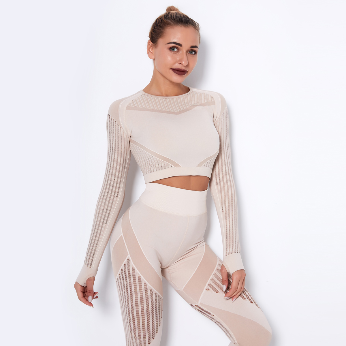 Women's active crop top long sleeve