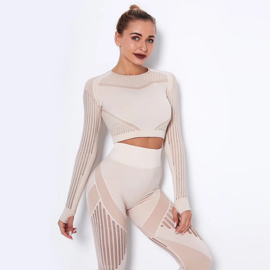 Women's active crop top long sleeve
