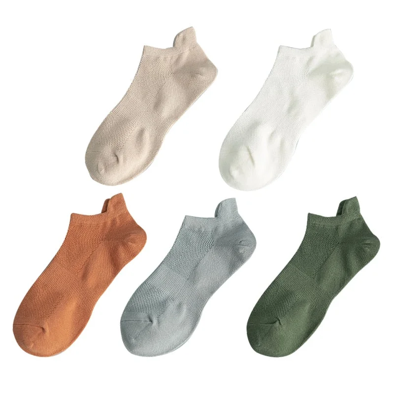 5 Pairs/set Women Cotton Socks New Style Soft Breathable Solid Colorful Simple Fashion Short Ankle Street Unisex Crew Sock