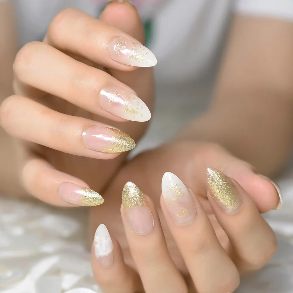 Ombre French Ballerina Fake Nail Gradeint Natural Coffin False Nails Wholesale Nails Supplier 24 Russian Shipping-Nail Inspo