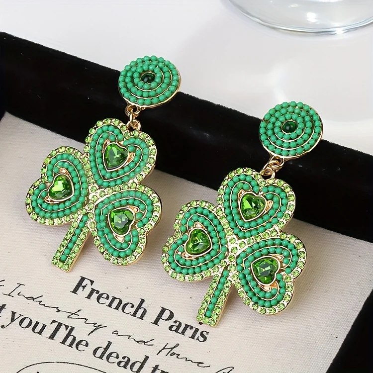 St. Patrick's Day Green Bead Earrings