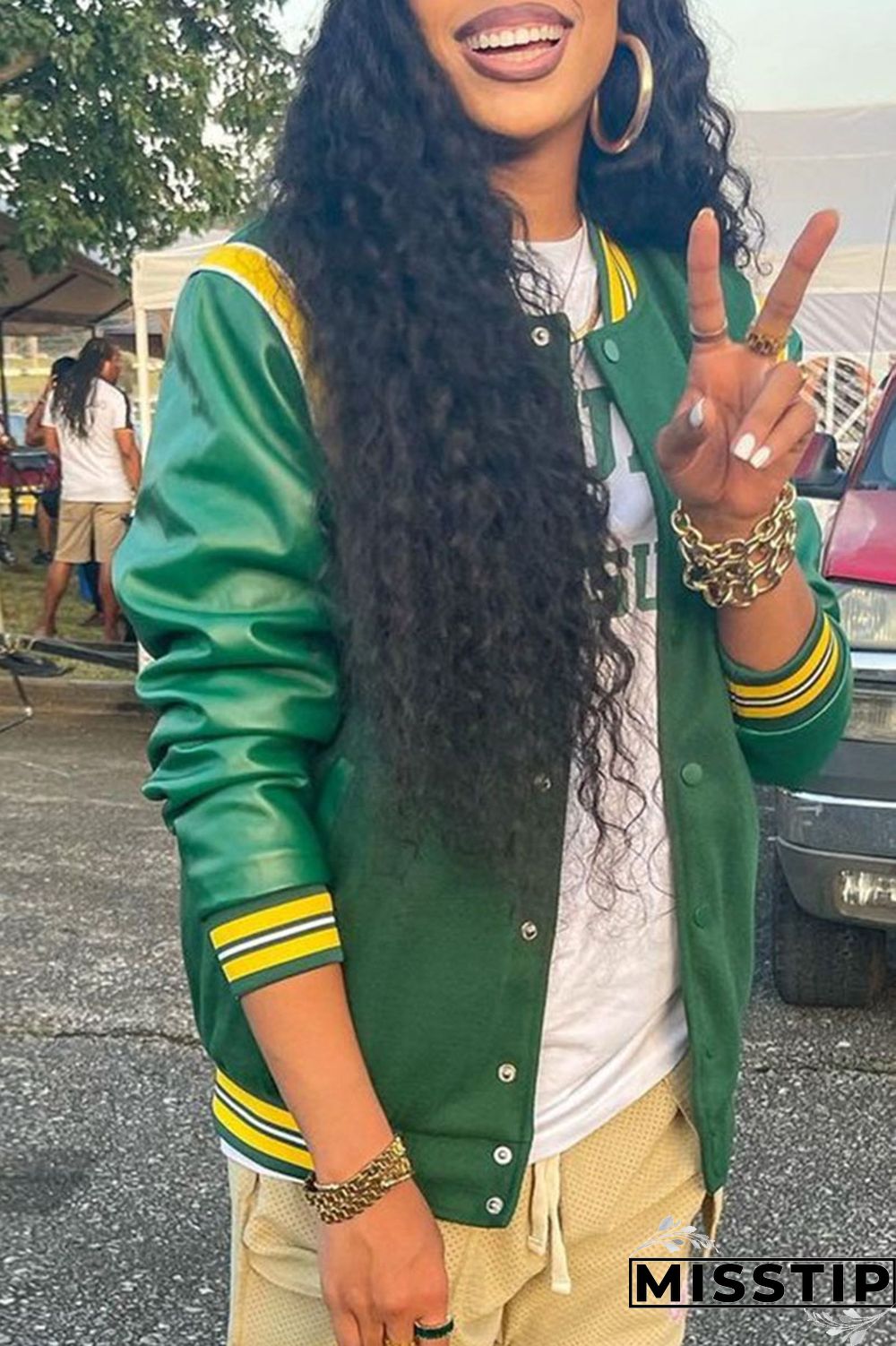 Brown Street Solid Patchwork Buckle Outerwear