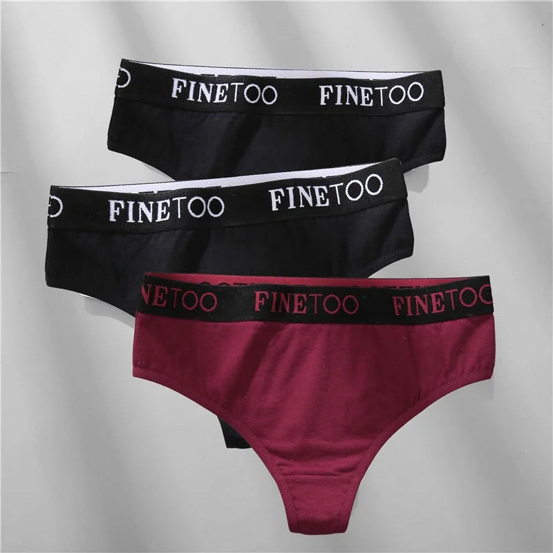 FINETOO 2/3PCS Cotton Sexy Underwear G-string Women M-XL Panties Fashion Letter Waist Femme 2021 Underpant For Woman Thong Girls