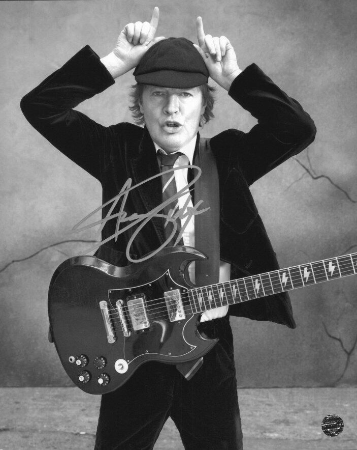 ANGUS YOUNG - AC/DC Autographed Original 8x10 Photo Poster painting LOA TTM