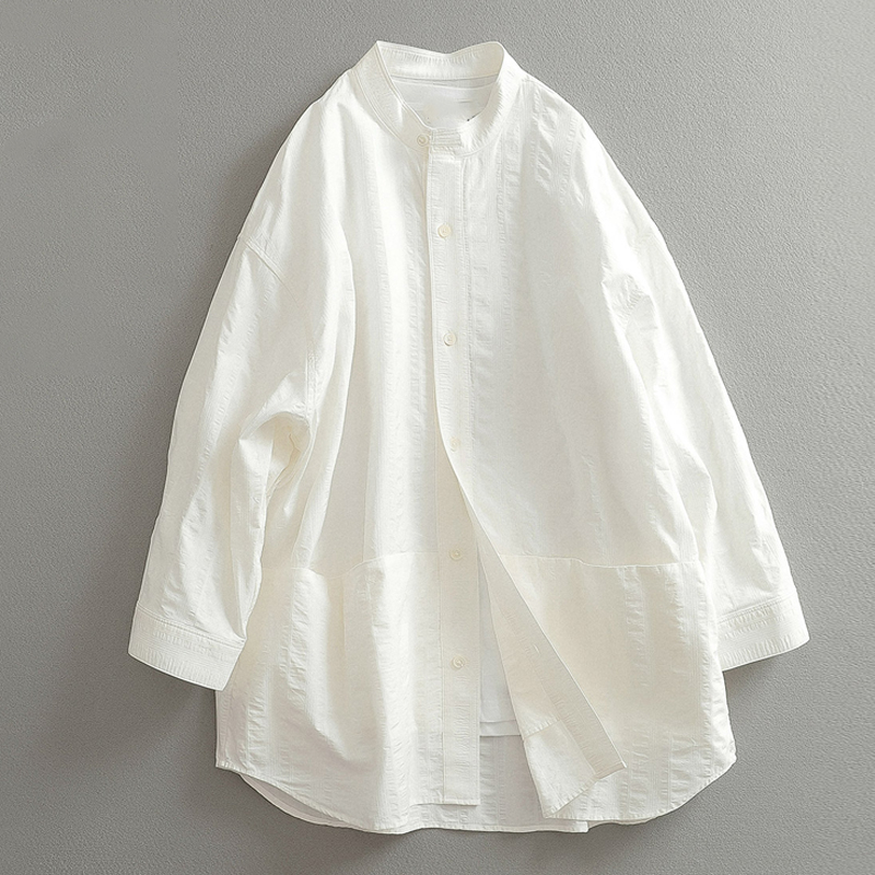 Men's 3/4 Sleeve Collarless Cotton Shirt