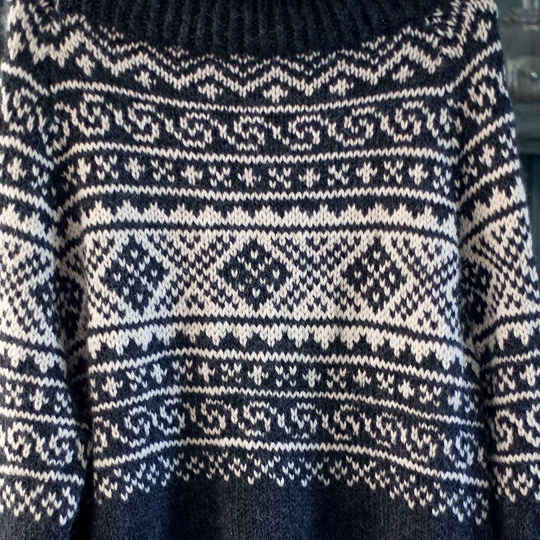 Vintage Beautiful Norwegian Setesdals Knit Jacquard Crew Neck Sweater（Unisex）