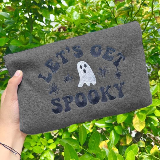 Let‘s Get Spooky Halloween Printing Round Neck Long Sleeve Pullover