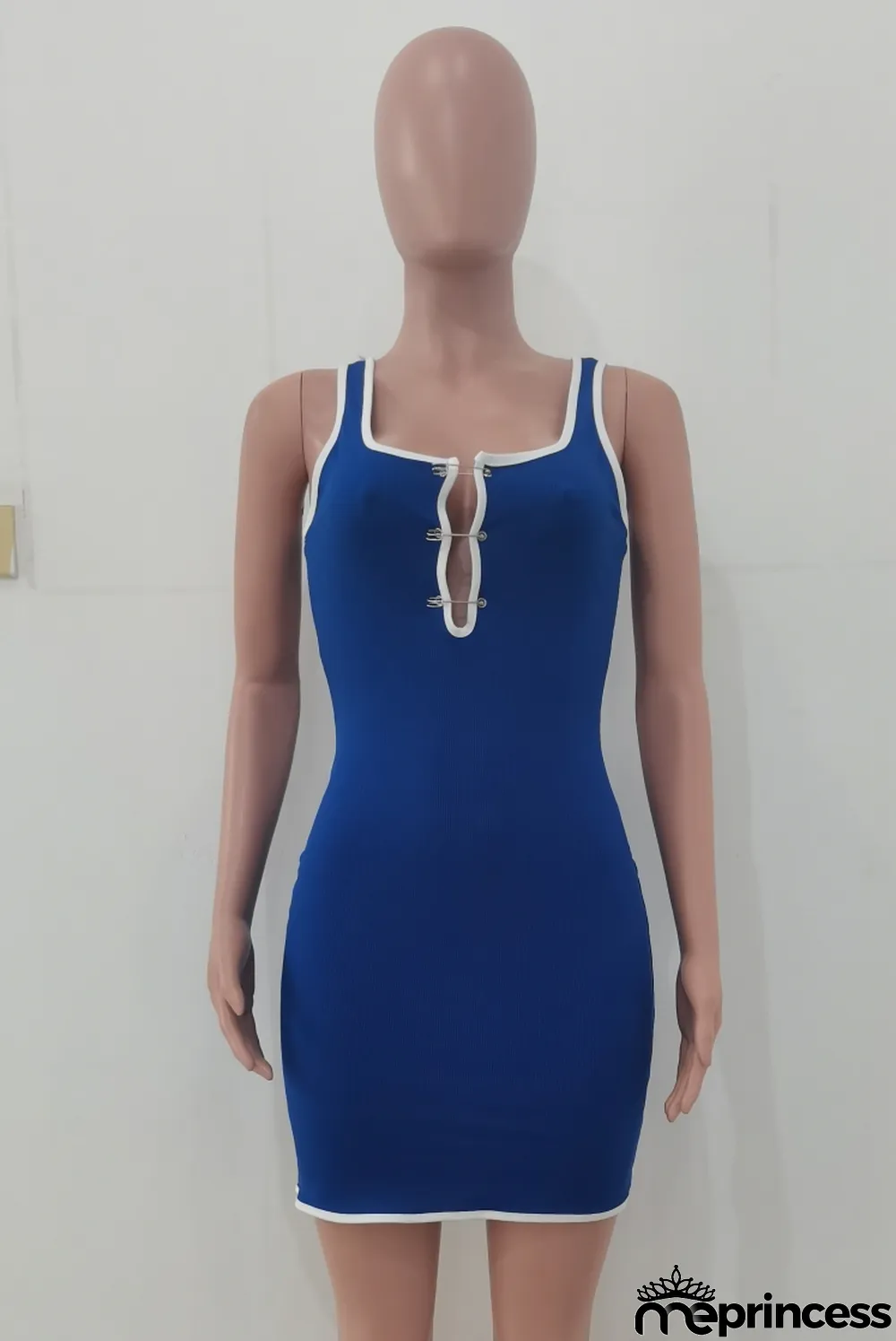 Summer Sexy Dark Blue Hollow Out Fitted Tank Dress
