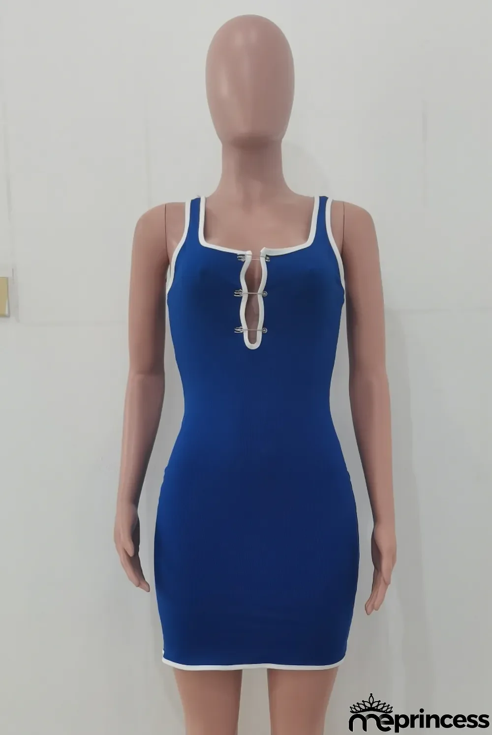 Summer Sexy Dark Blue Hollow Out Fitted Tank Dress