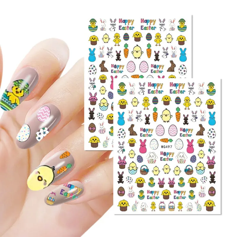 1pc Winter Xmas Nail Sticker 3D Christmas Elk Santa Snowflake Rabbit Cartoon Animal Slider Design Polish Deco Nail Accessories-Nail Inspo