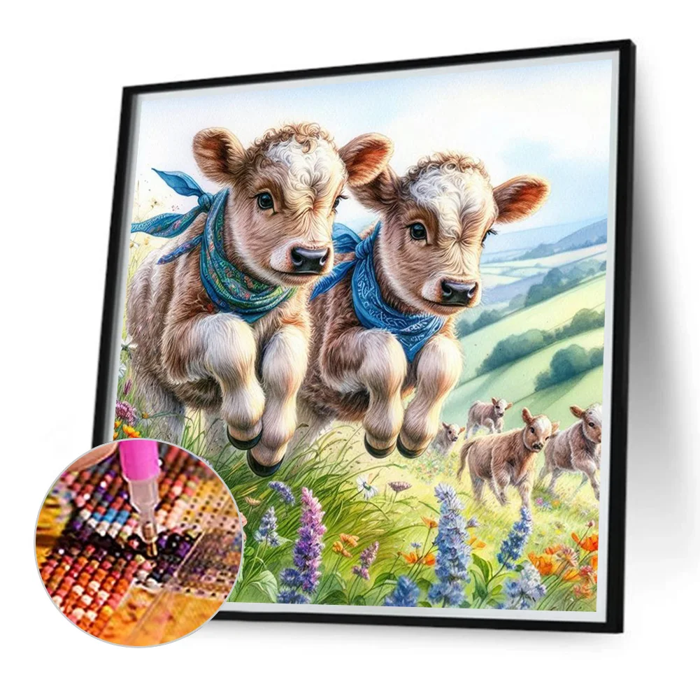 Diamond Painting - Full Round Drill - Flower Cow(Canvas|40*40cm)