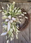 💖Spring Farmhouse Cream Floral Wreath-mysite-Adracos