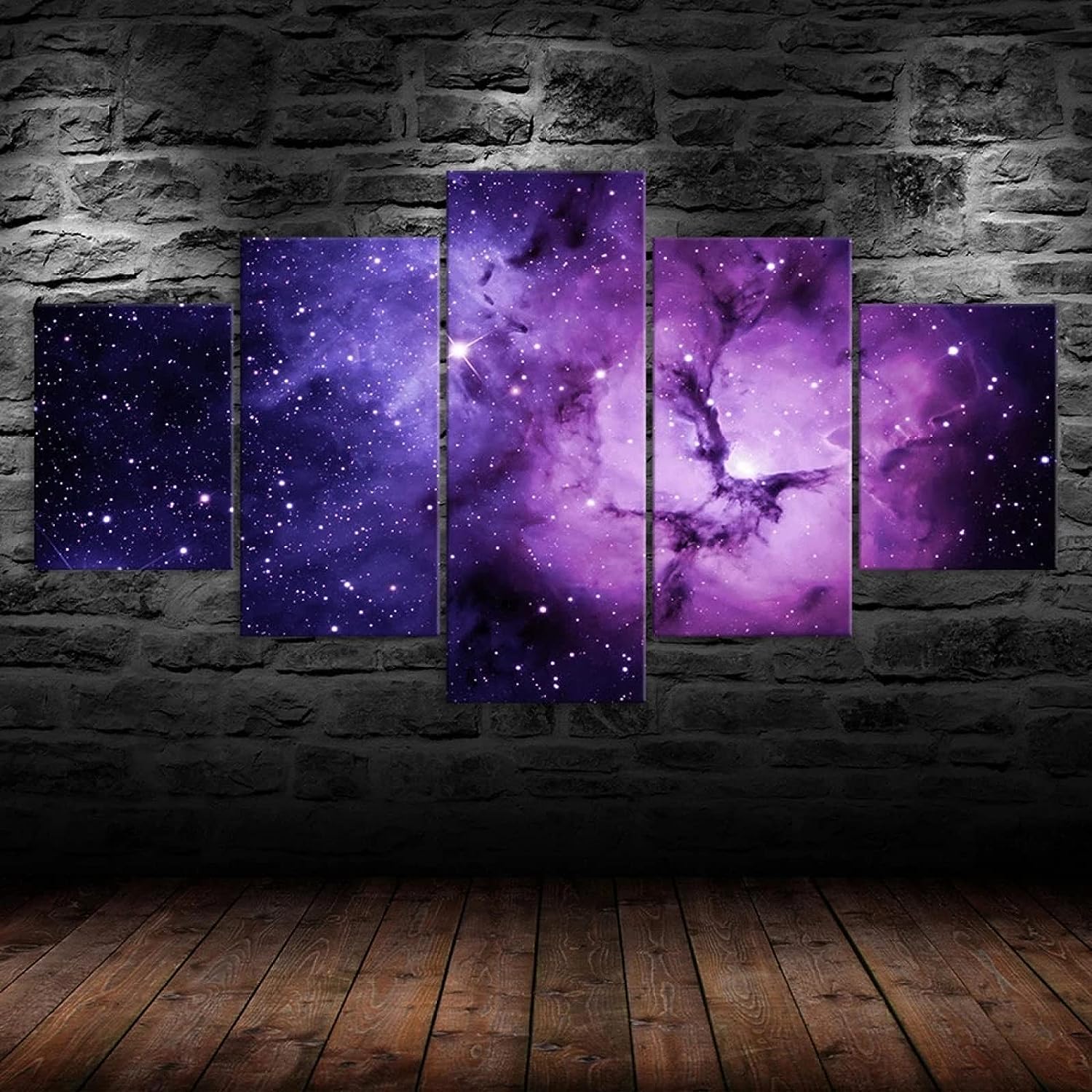 Print on canvas 5 Piece wall art Cosmic Galaxy Nebula Space canvas prints Wall Art canvas picture for wall Artworks Pictures wall art set framed for living room large size Wall Art Decor 200X100Framed