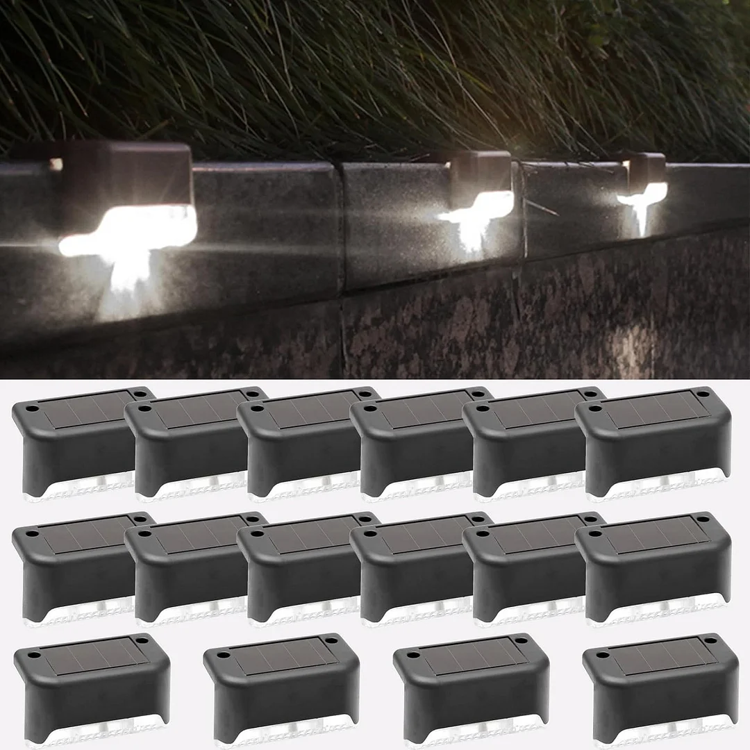 Fohil 16 Pack Outdoor Solar Fence Lights LED Solar Step Lights for Outdoor Stairs