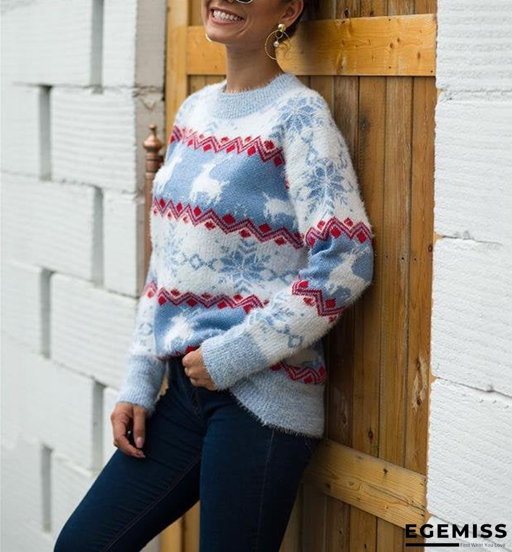 Christmas Elk Snowflake Bottoming Shirt Autumn and Winter Sweater Top Female Tide Long Sleeves | EGEMISS