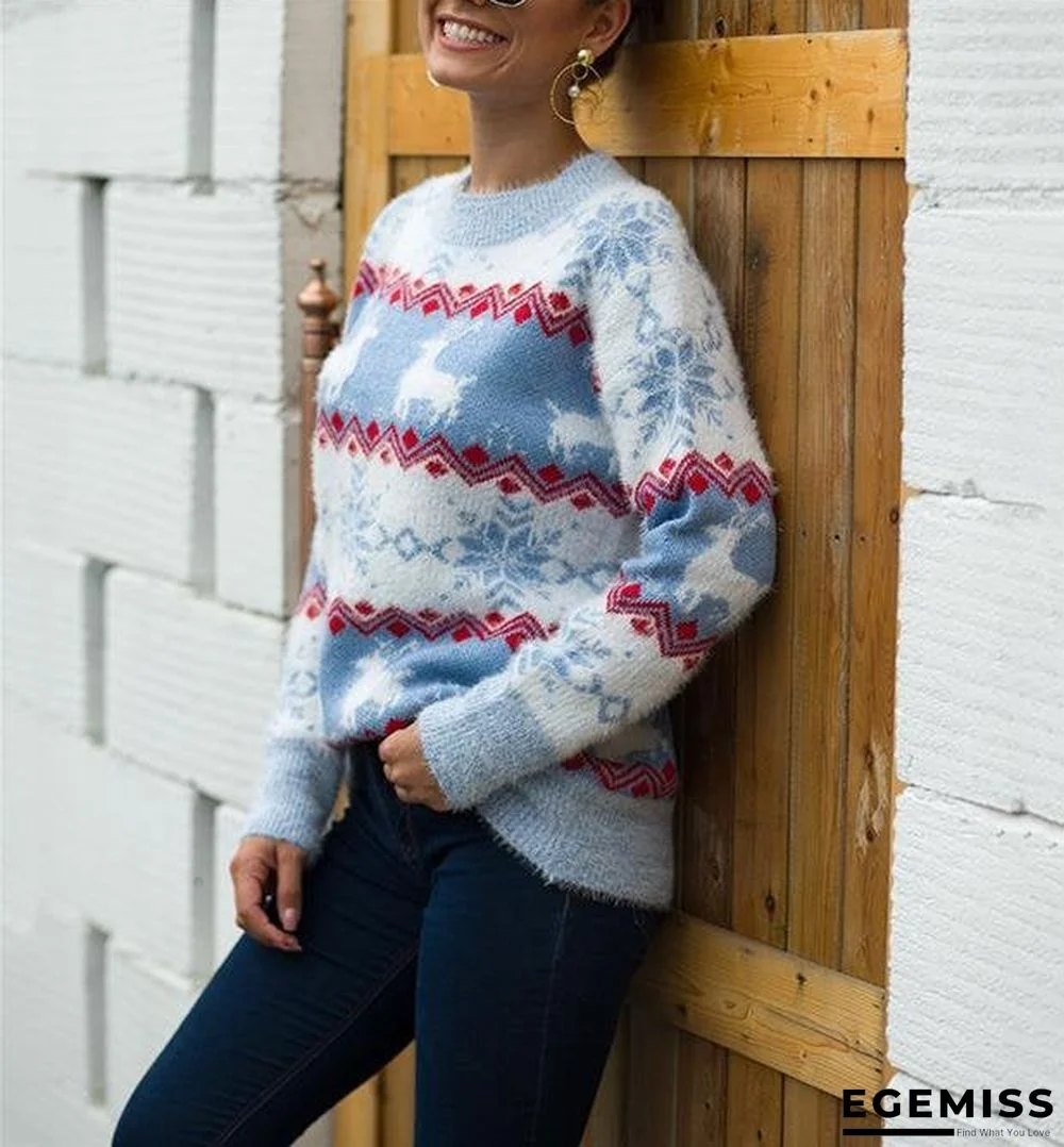 Christmas Elk Snowflake Bottoming Shirt Autumn and Winter Sweater Top Female Tide Long Sleeves | EGEMISS