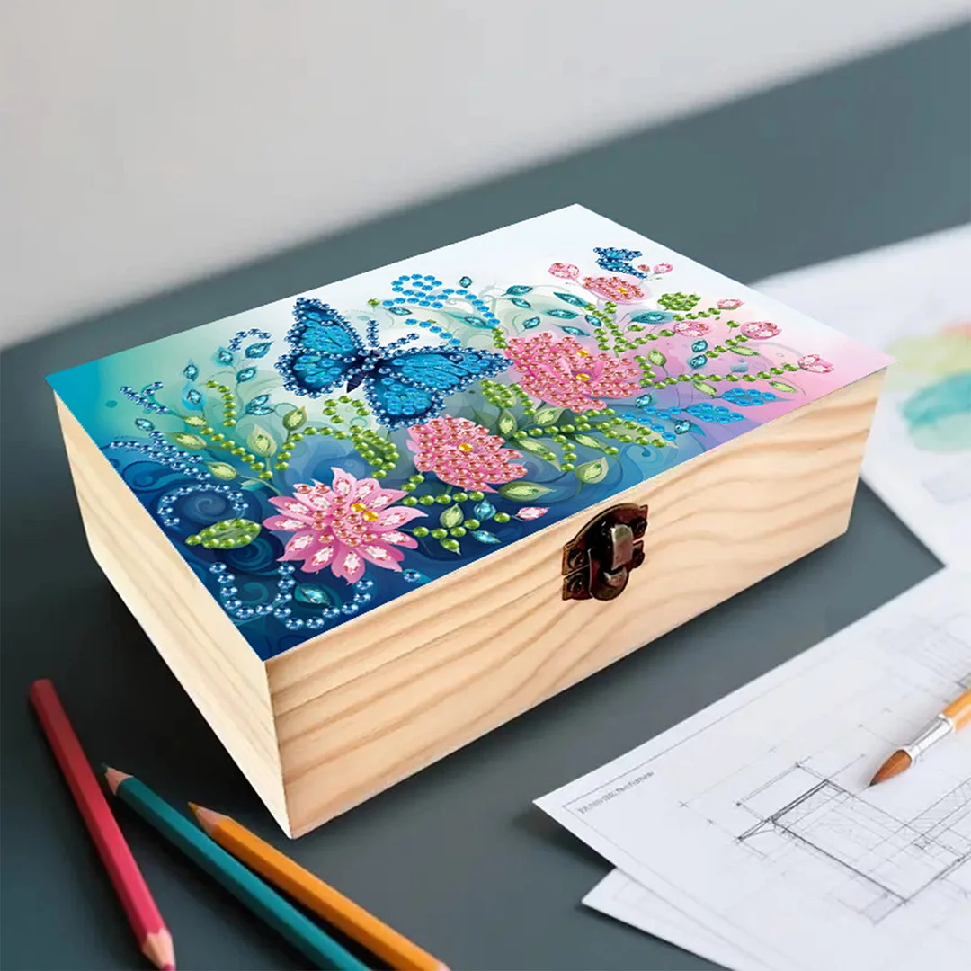 Daylight Butterflies and Flowers DIY Wooden 5D Diamond Art Diamond Art Storage