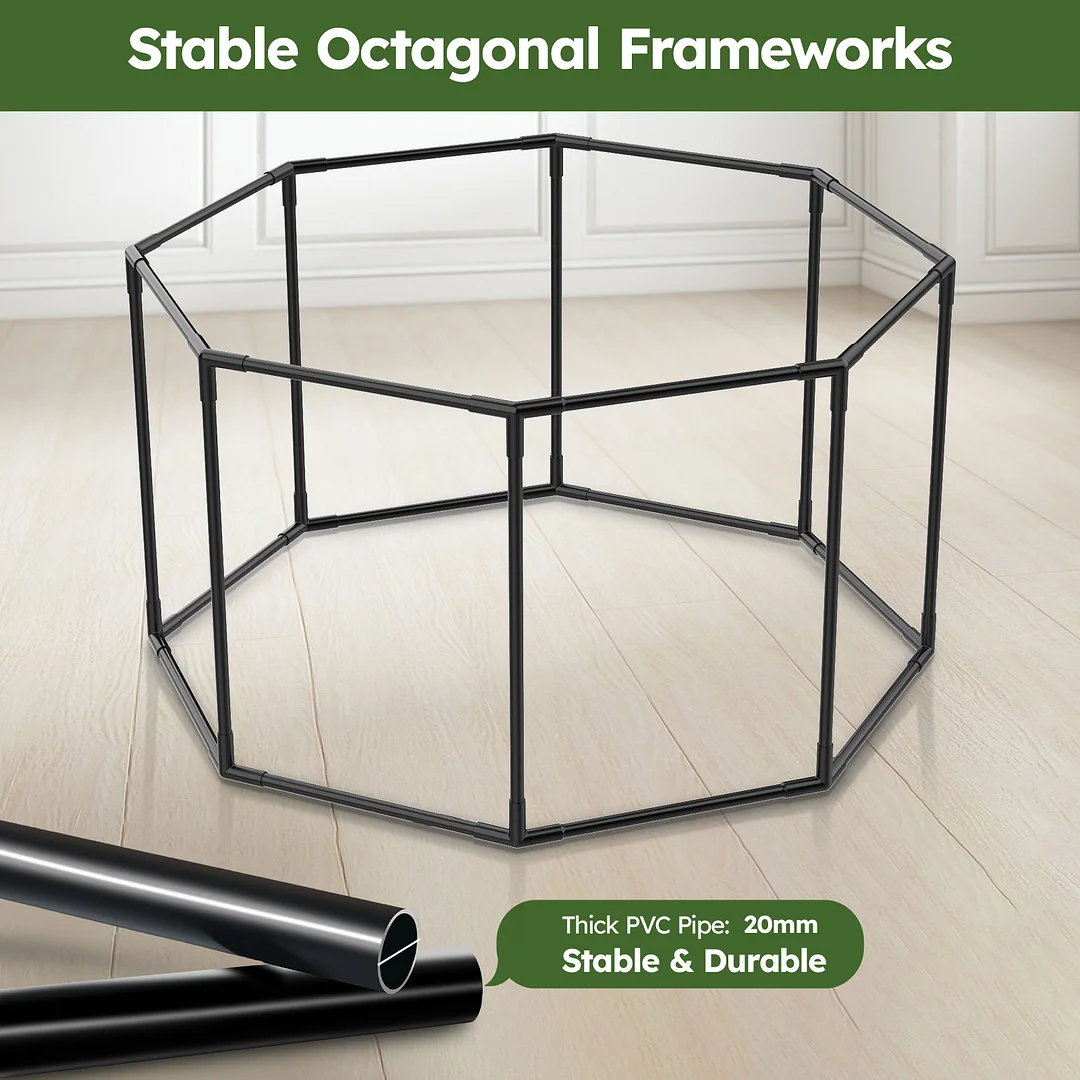 BEBANG Dog Playpen Indoor/Outdoor, Stable PVC & Oxford Fabric, Breathable Mesh, Puppy Playpens Pet Exercise for Small/Large Dogs, Cats, Rabbits, Hamsters (S)