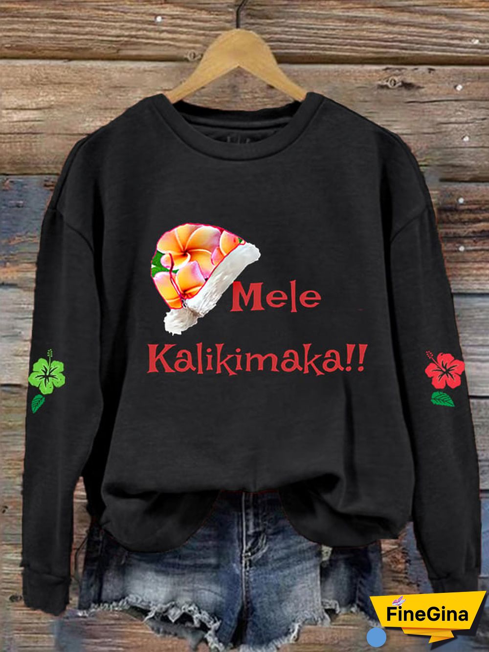 Women's Hawaiian Christmas Mele Kalikimaka Hibiscus Sweatshirt