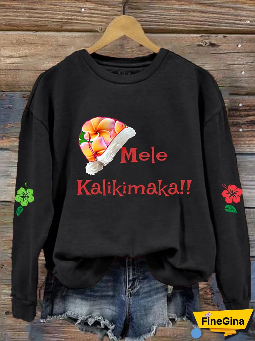Women's Hawaiian Christmas Mele Kalikimaka Hibiscus Sweatshirt