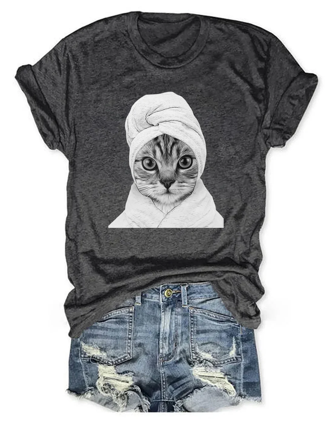 Funny Cat In Bathrobe Portrait T-shirt