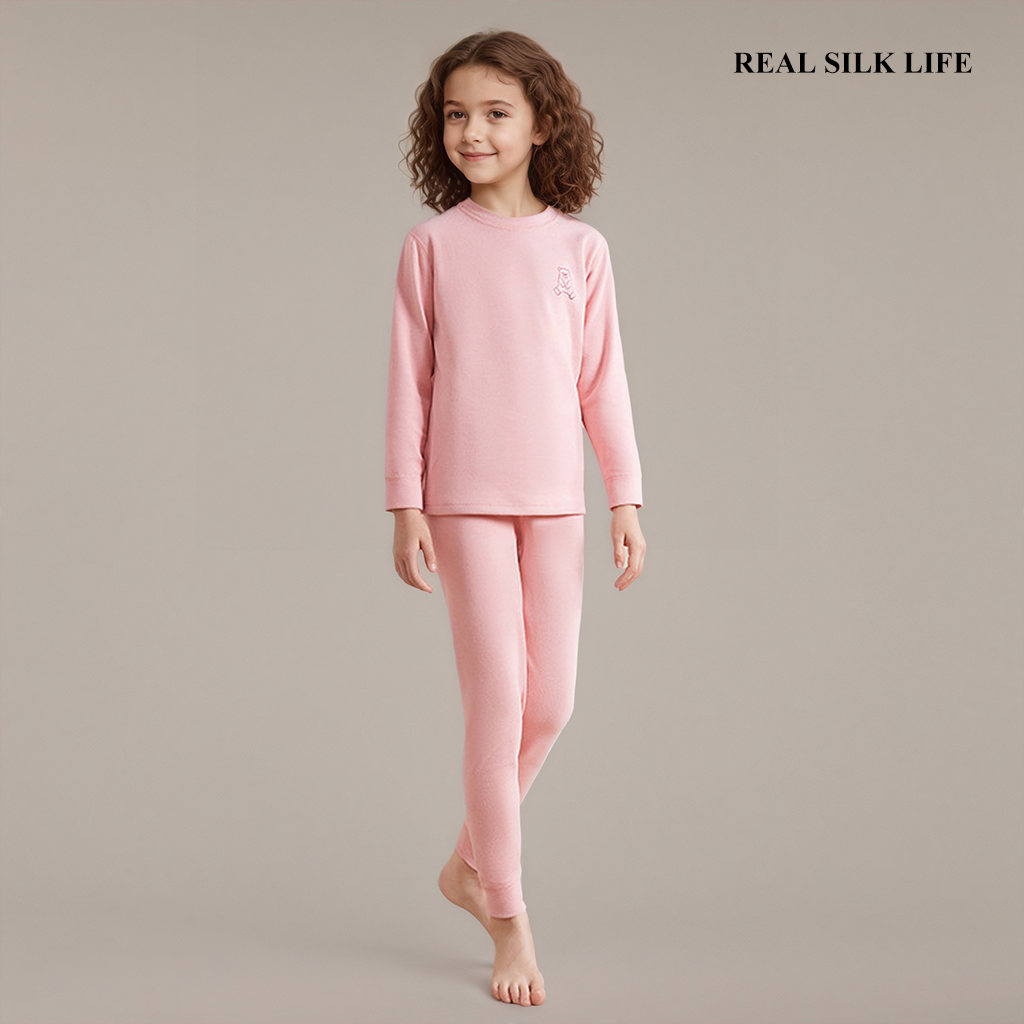 Toddler＆Kids Double-Sided Brushed Wool Thermal Set REAL SILK LIFE